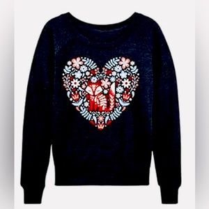 Instant Message Women’s Fox & Heart Sweatshirt, XL